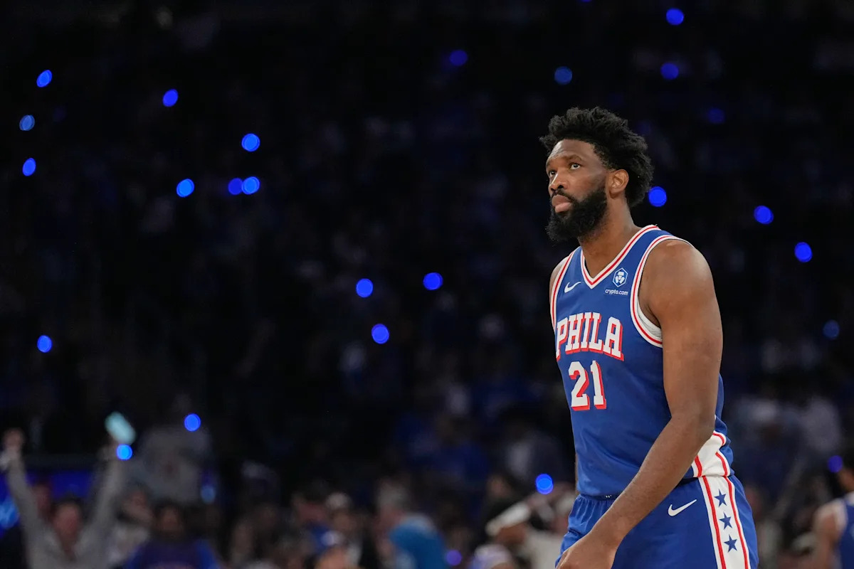 76ers' Joel Embiid 'questionable' for Game 3 vs. Knicks due to ankle sprain, hip soreness observed today