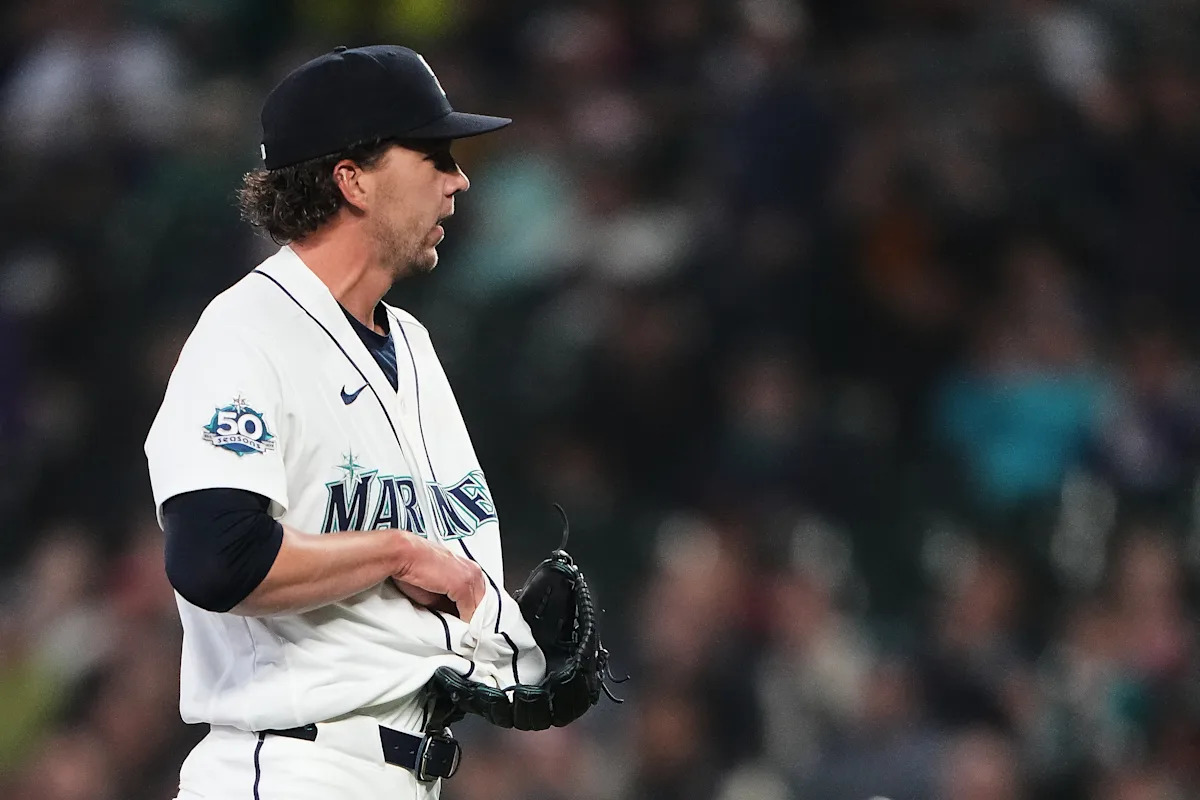 Mariners P Logan Gilbert accidentally catches line drive in his jersey takes center stage